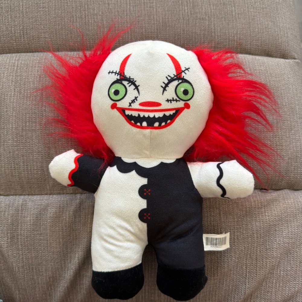 A&A Global Penny Wise The Clown Plush Black White Red Hair Horror Toy